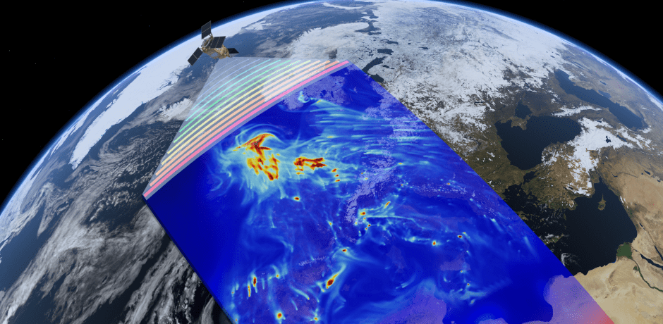 Luchtvervuiling door stoffen als NOx, gemeten door de Sentinel 5 satelliet